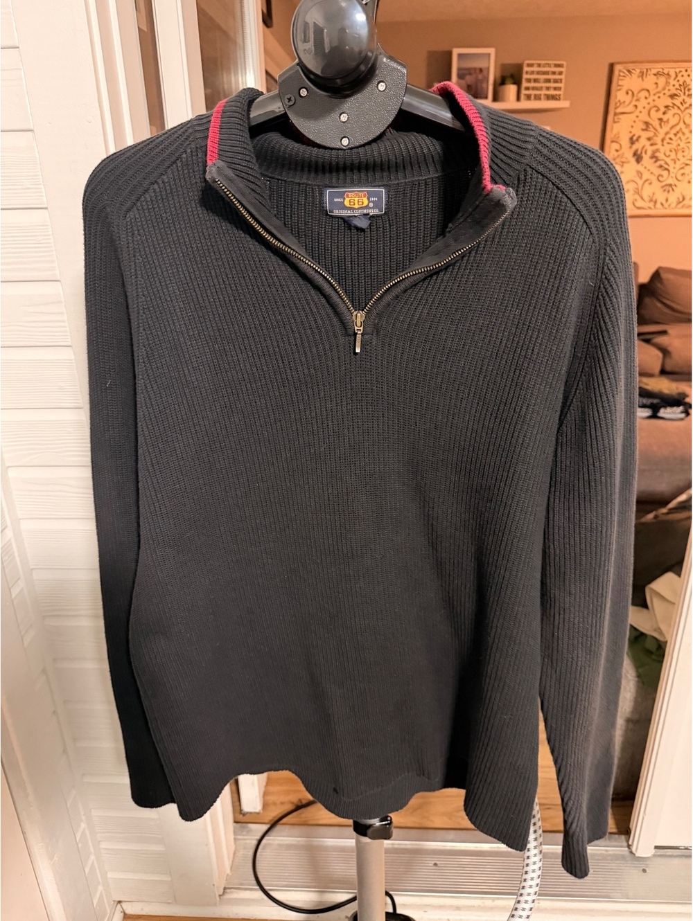 Route 66 Men's Pullover Sweater XL Black Half Zip